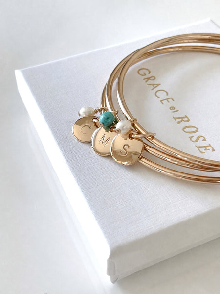 Jonc Initiale turquoise