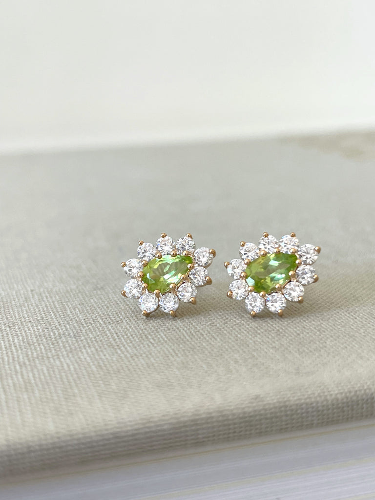 925 Argent Sterling Péridot Boucles D'Oreilles pour Femmes 18k Jaune 925 Argent Sterling Péridot Boucles D'Oreilles pour Femmes 18k Jaune