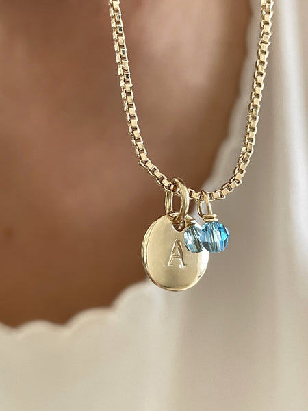Initial necklace with crystal of your choice